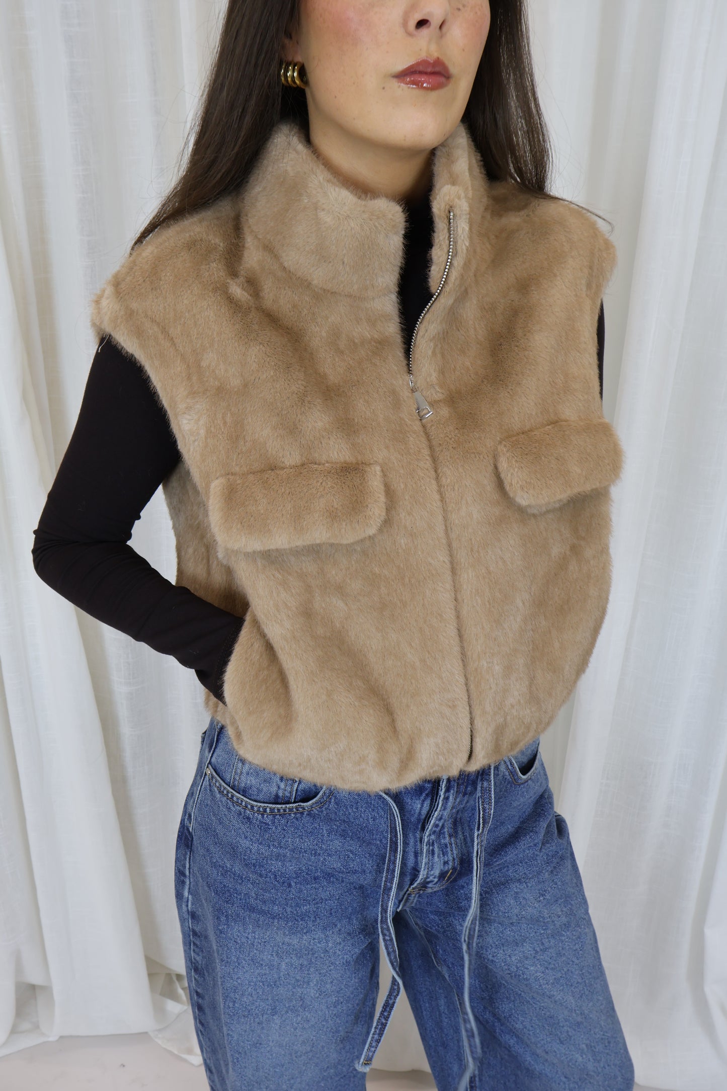 Fur gilet - Beige