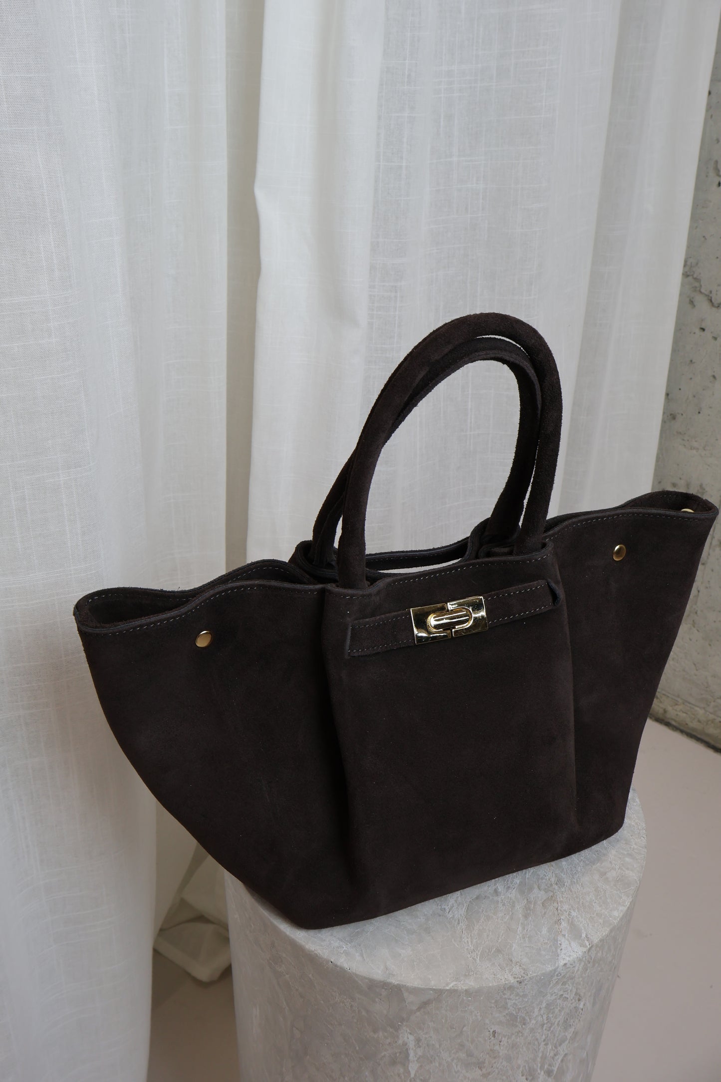 Suèdeleren tas met gesp - Bruin