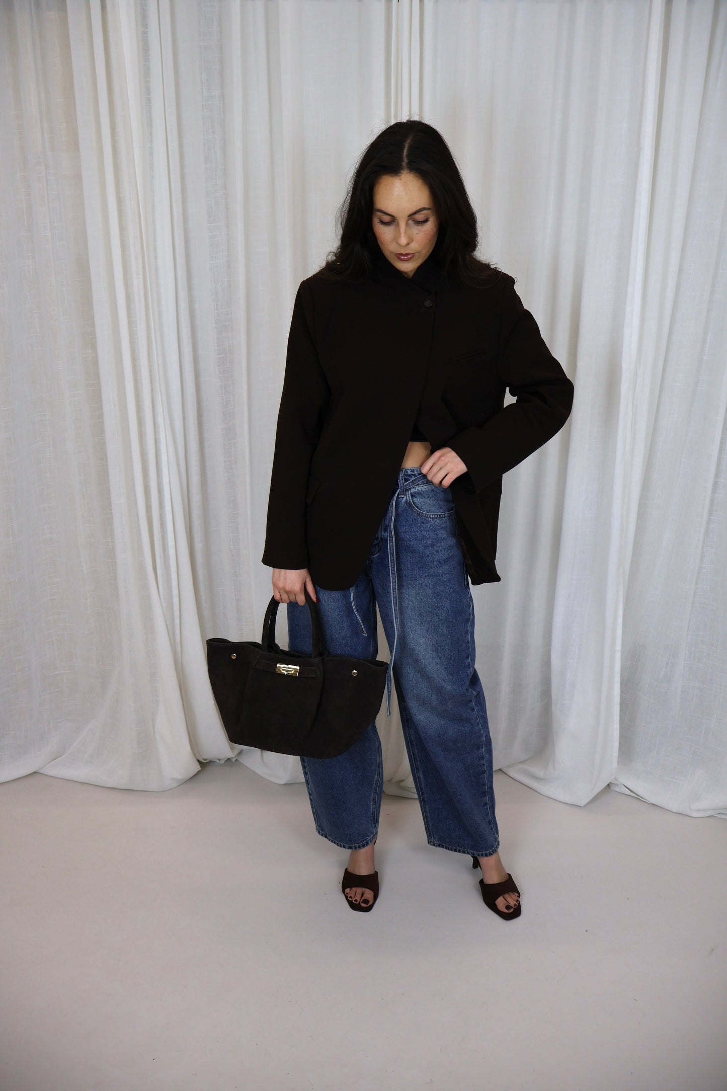 Suede hak - Donker bruin