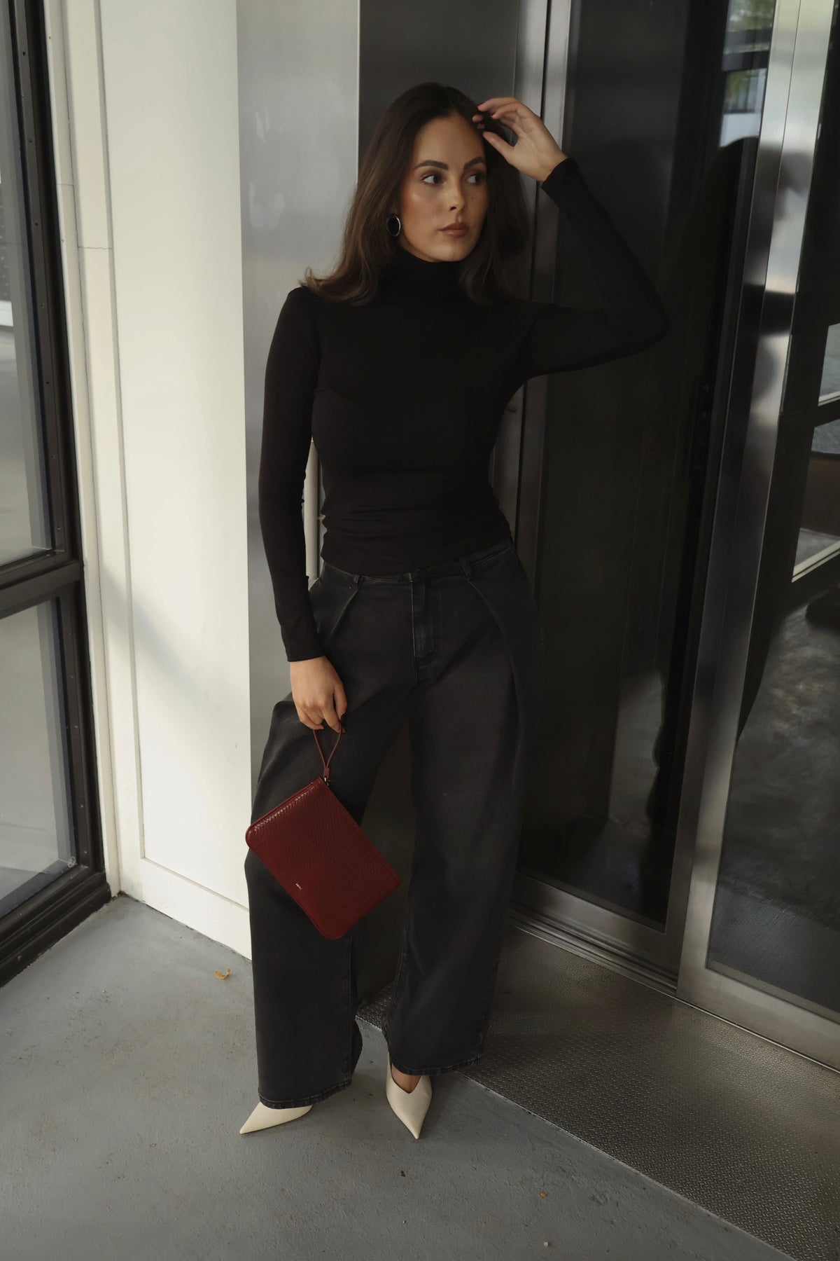 PRE ORDER Plooi jeans - Zwart