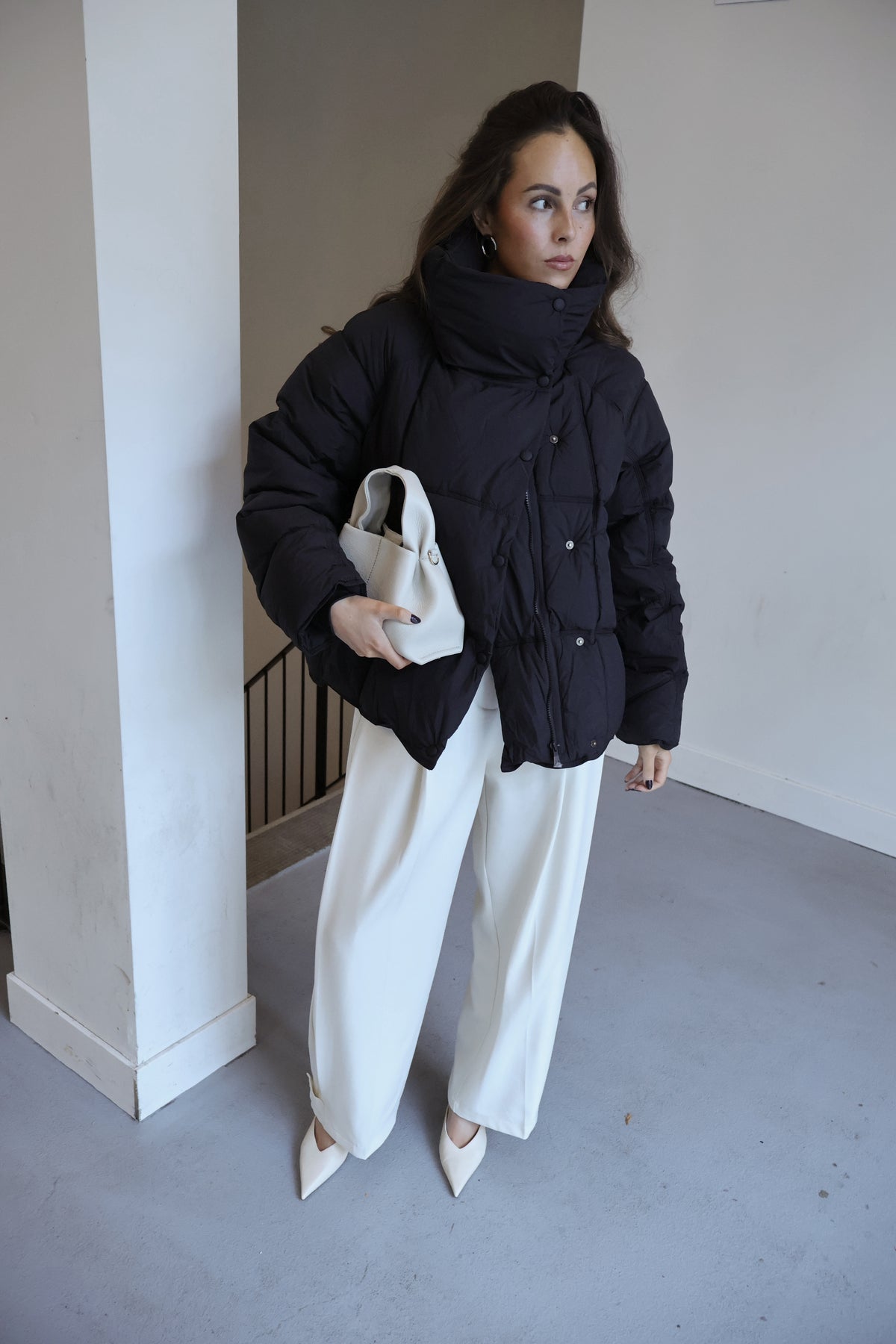 Korte puffer jas - Zwart