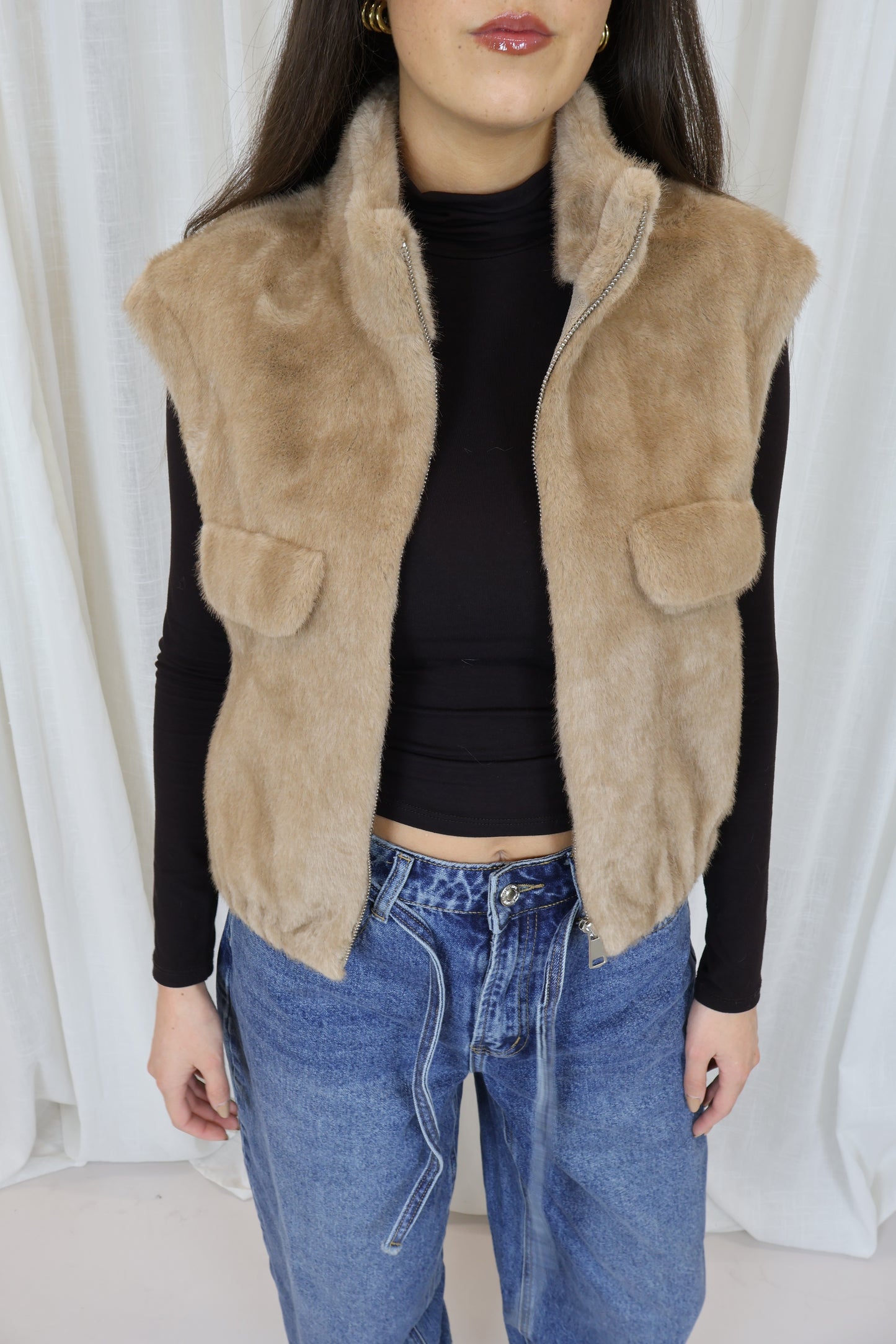 Fur gilet - Beige
