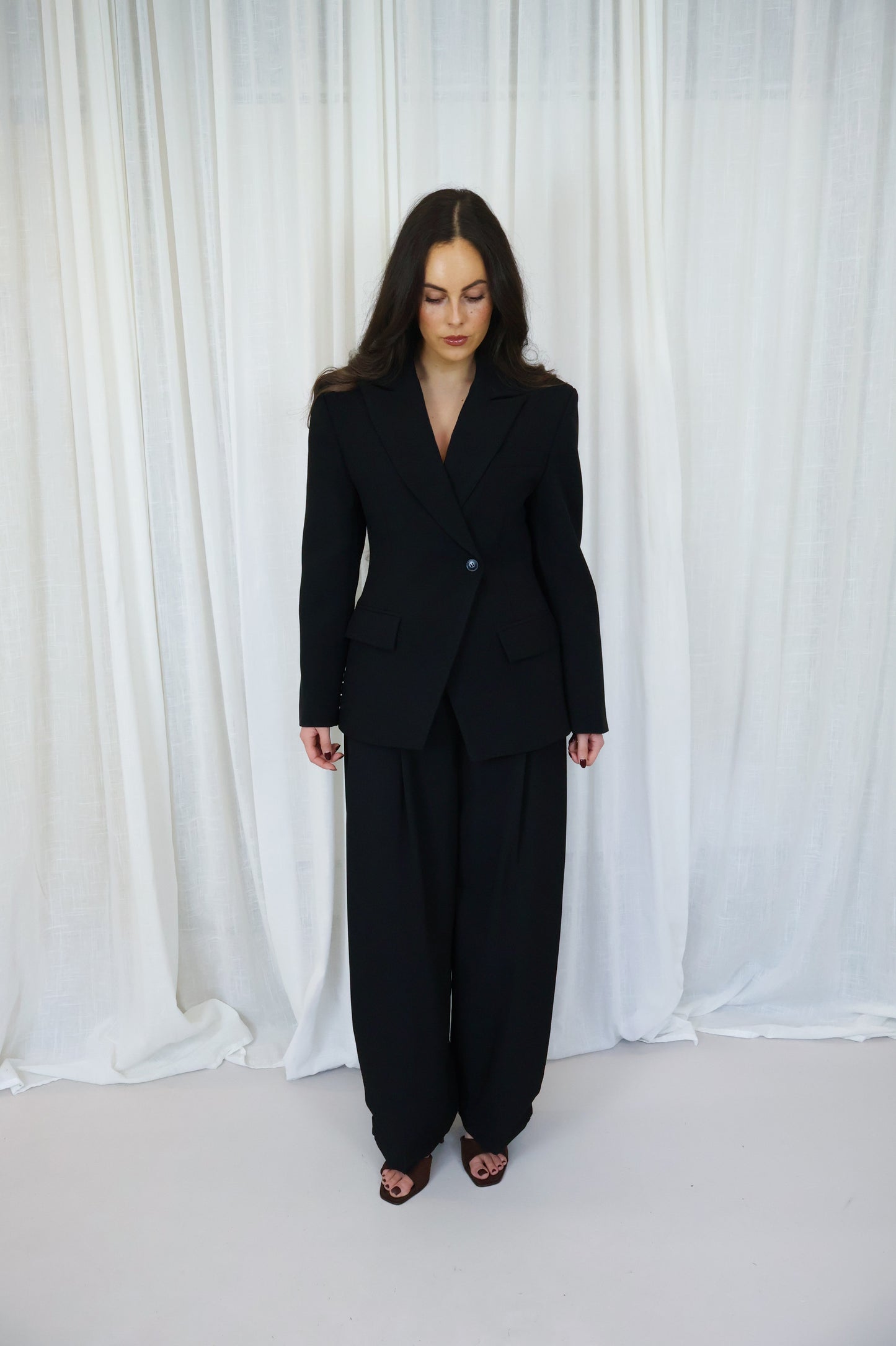 Pantalon met zij plooi - Zwart