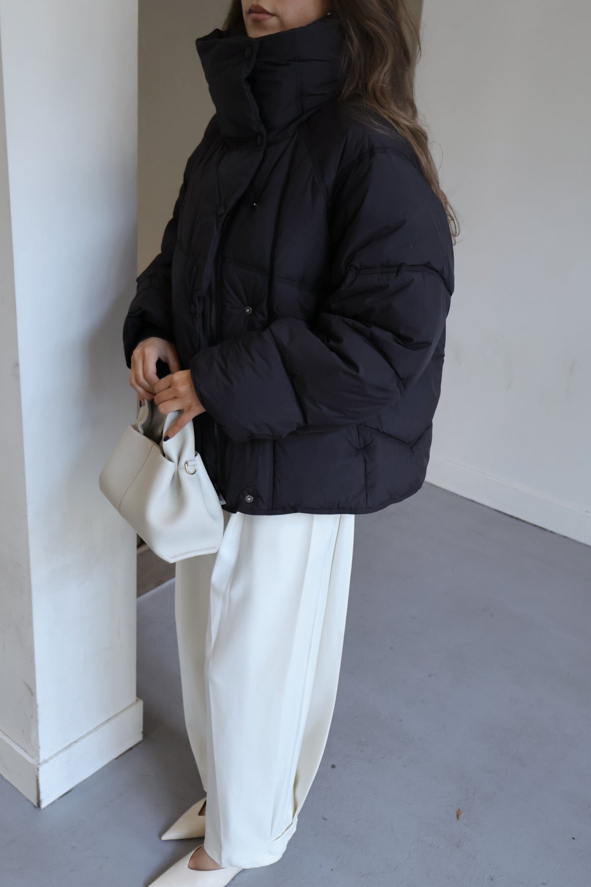 Korte puffer jas - Zwart