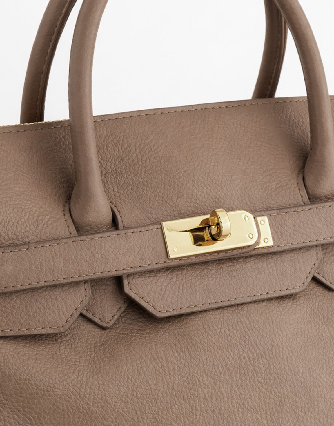 Donkertaupe Grote Gouden Details - Tas