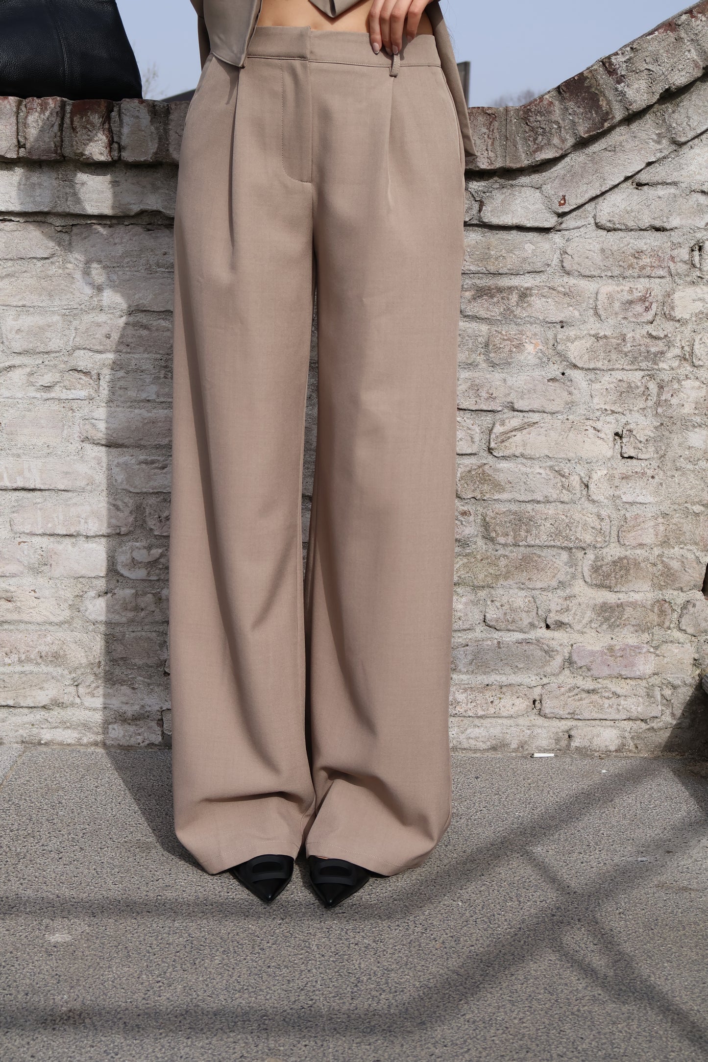 Oversized gilet met bijpassende pantalon - Taupe