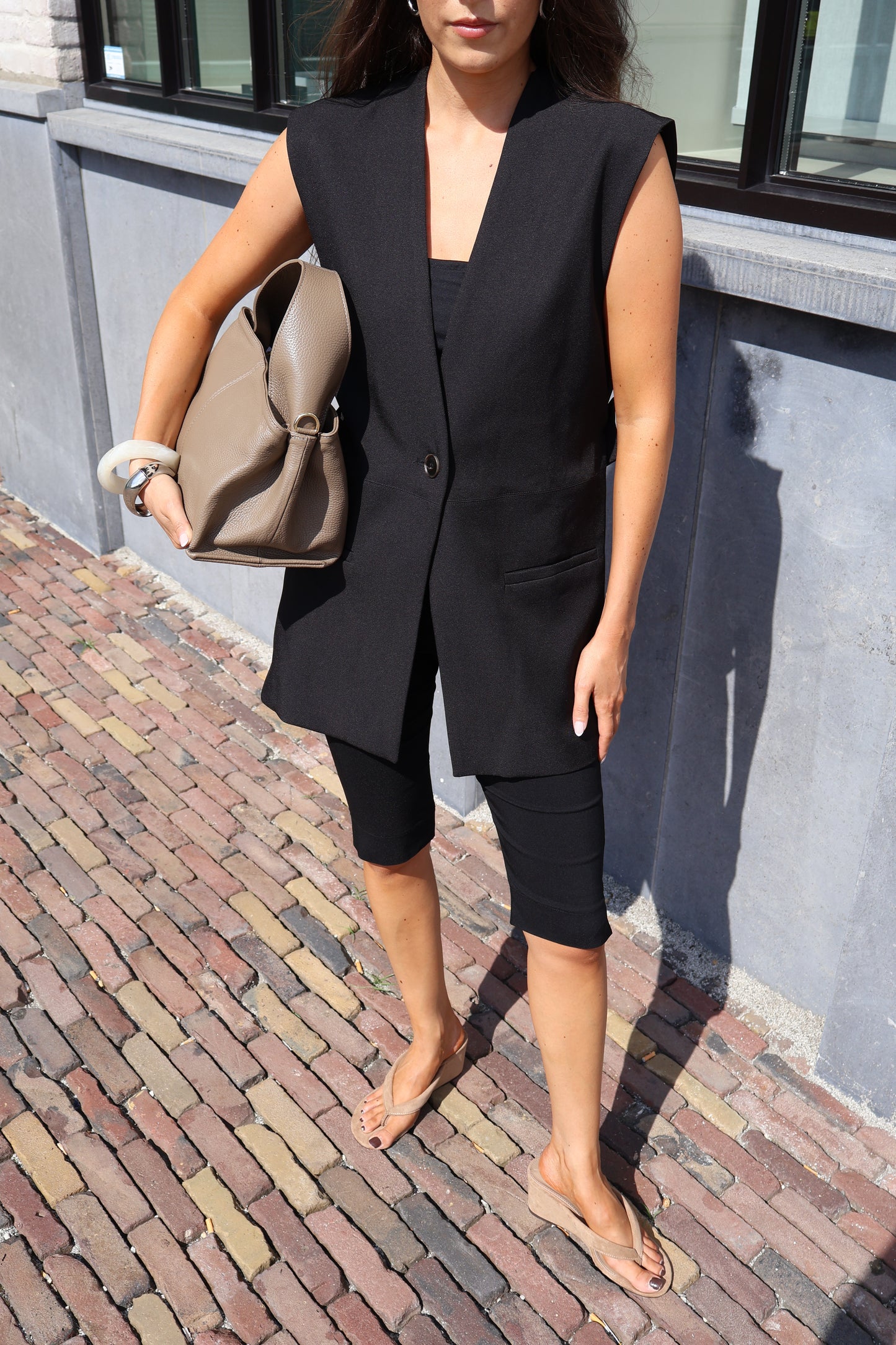 Gilet open rug - Zwart
