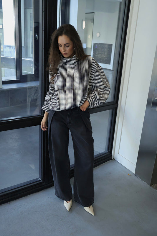 Geruite blouse jasje - Zwart/Wit