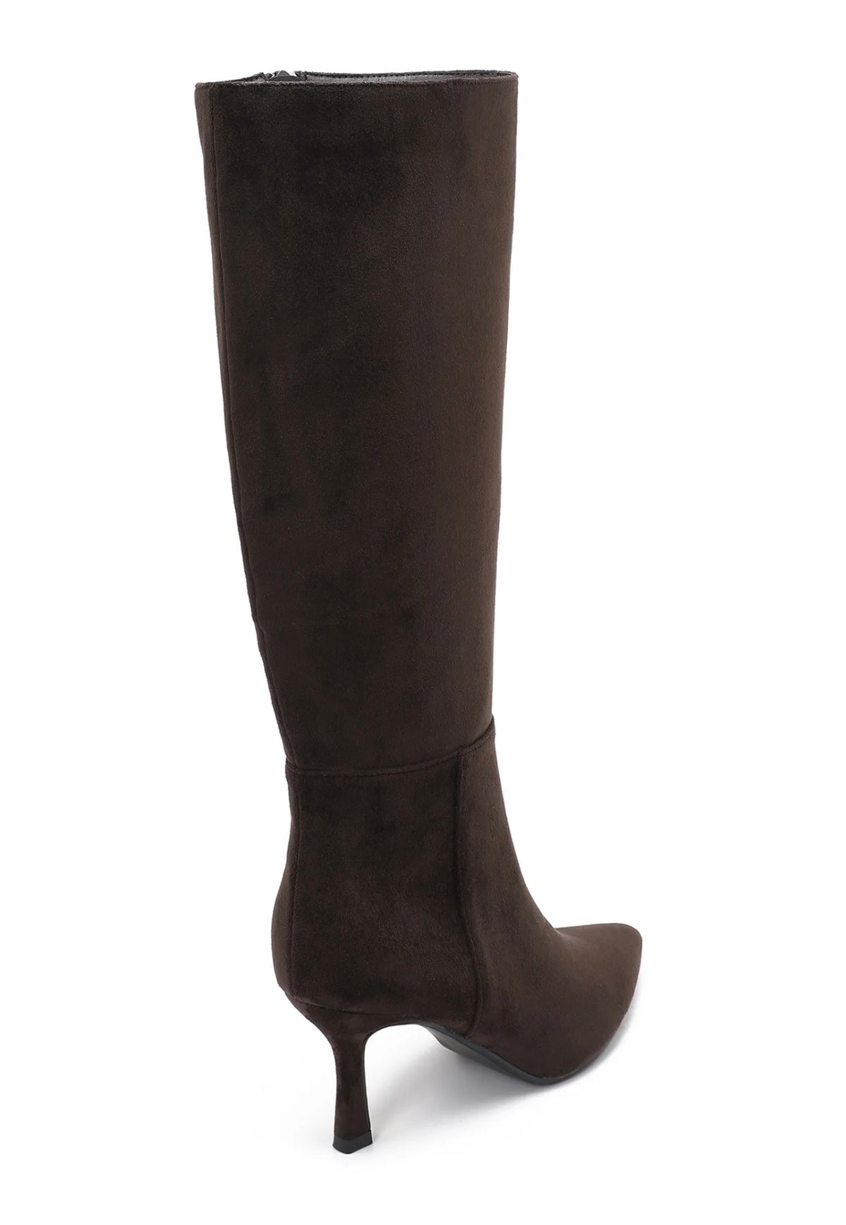 Hoge laars met hak - Donker bruin suede