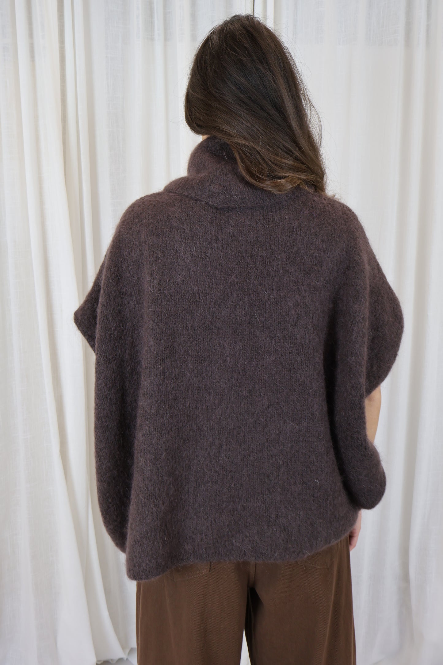 Trui met col mohair - Coffee