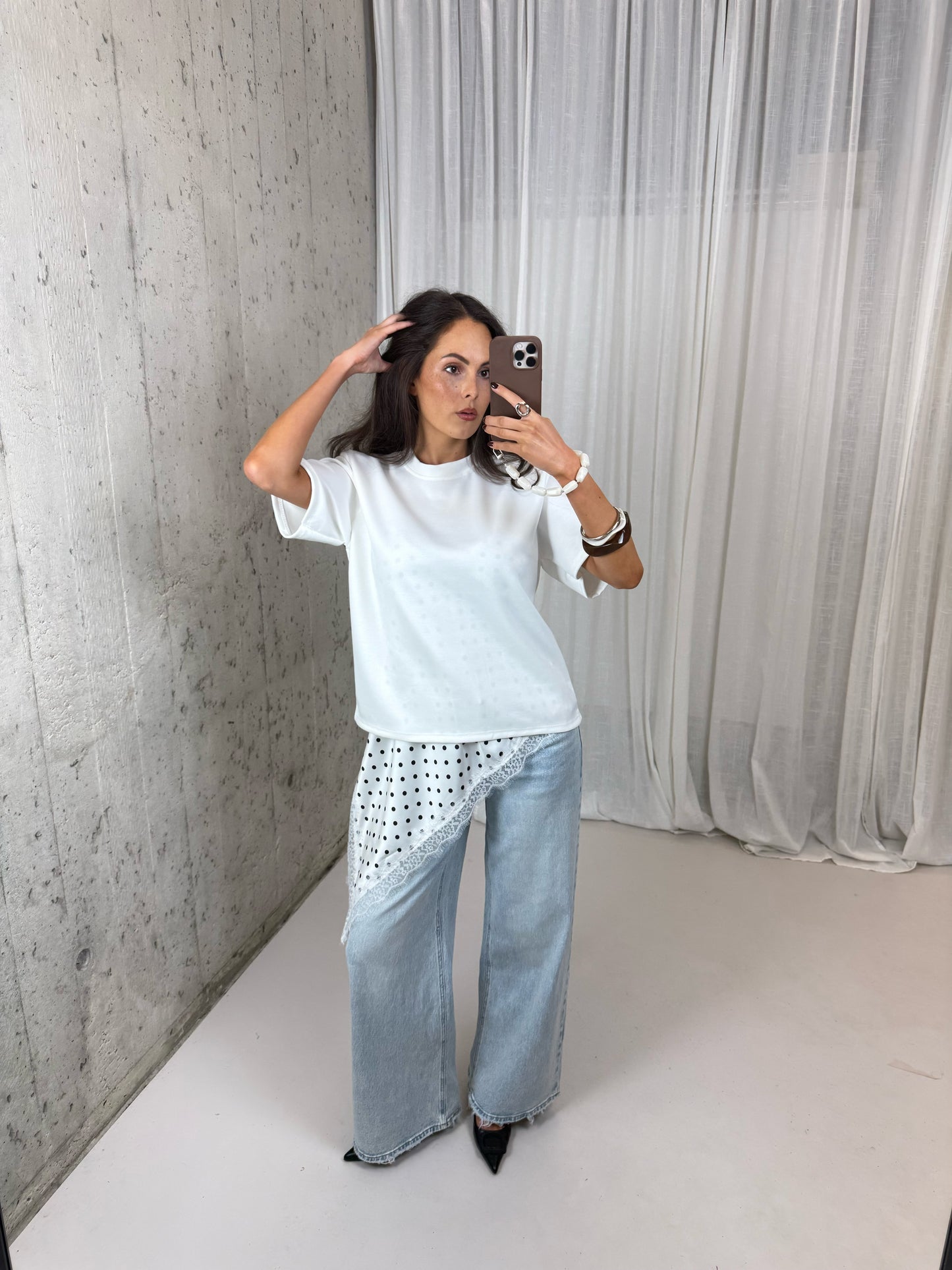 Basic shirt met schoudervulling - Wit