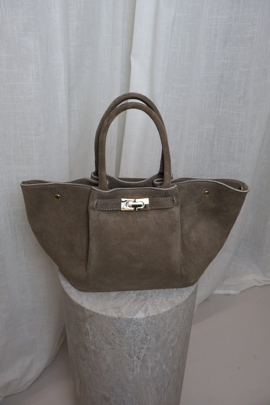 Suèdeleren tas met gesp - Taupe
