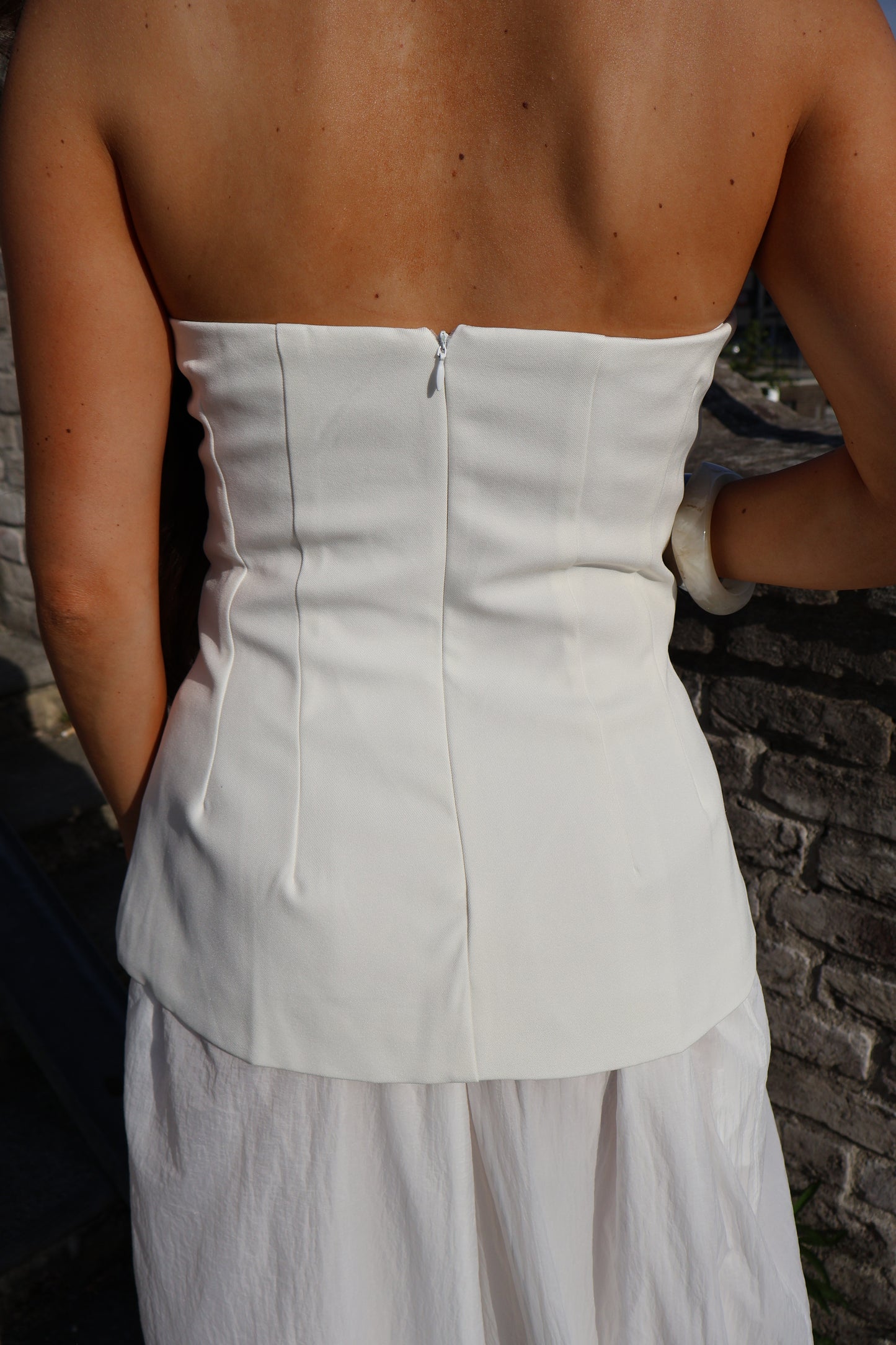 Strapless top - wit