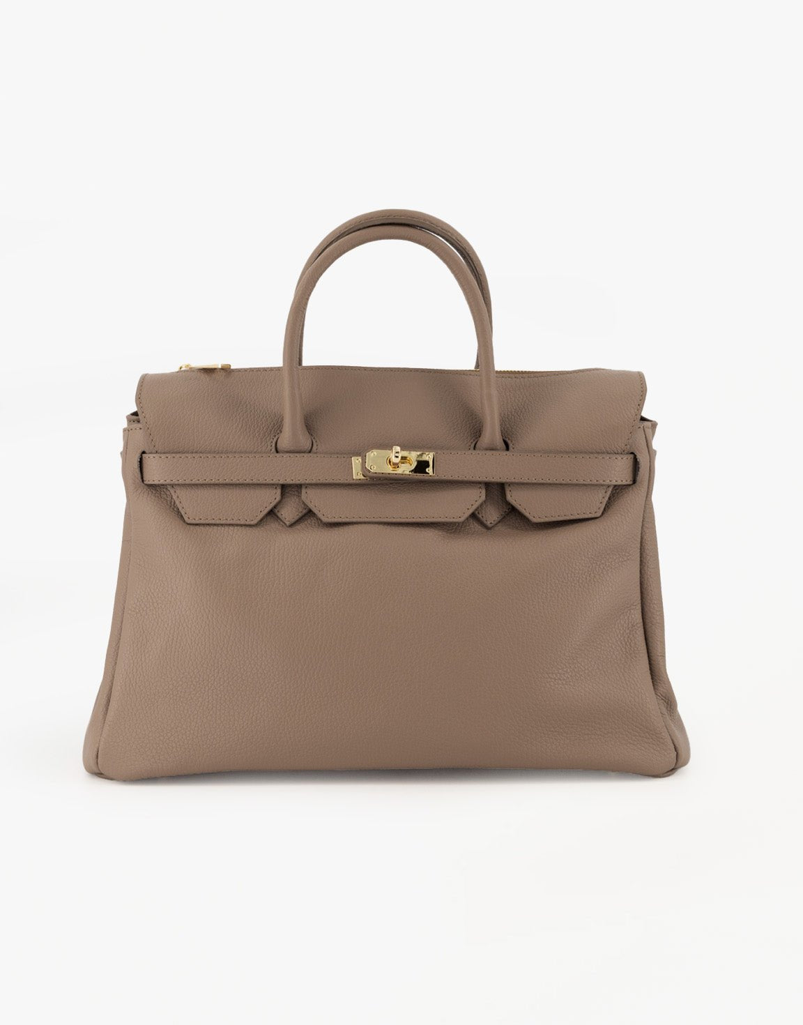Donkertaupe Grote Gouden Details - Tas