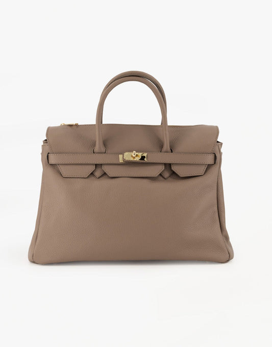 Donkertaupe Grote Gouden Details - Tas