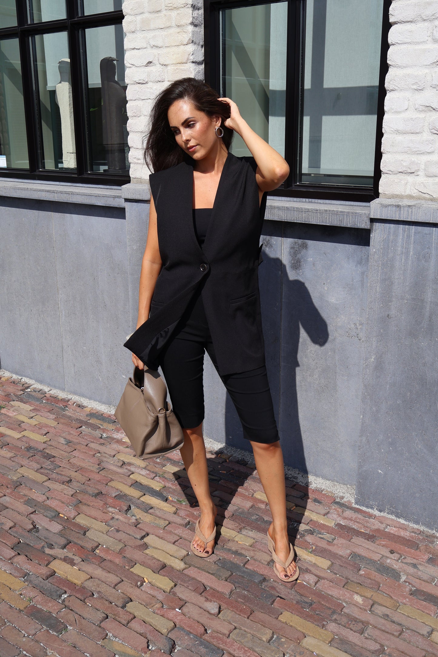 Gilet open rug - Zwart