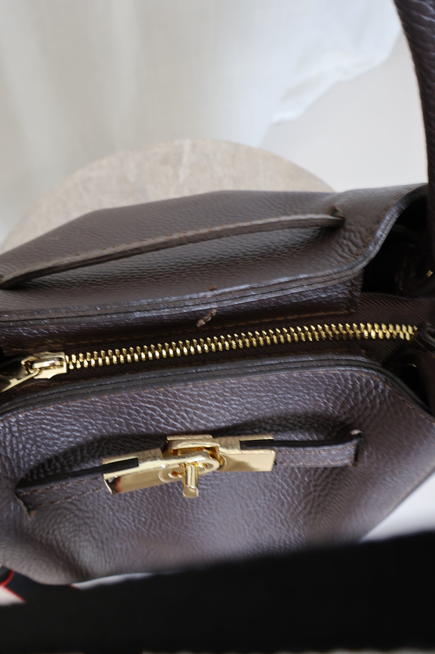 Leren tas met gesp - Bruin