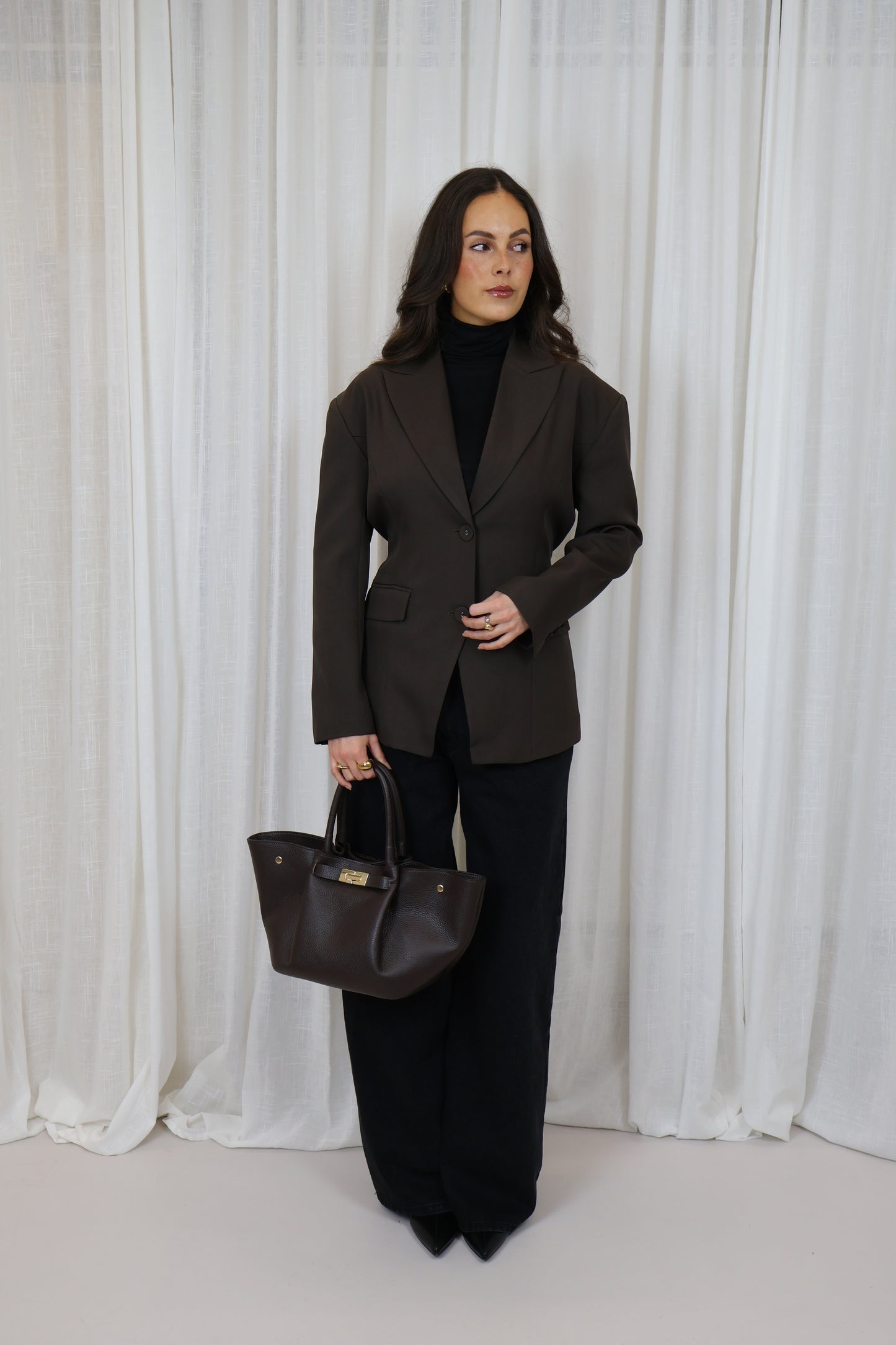 Leren tas met gesp - Bruin