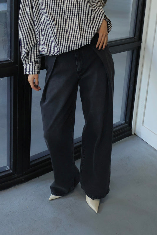 PRE ORDER Plooi jeans - Zwart