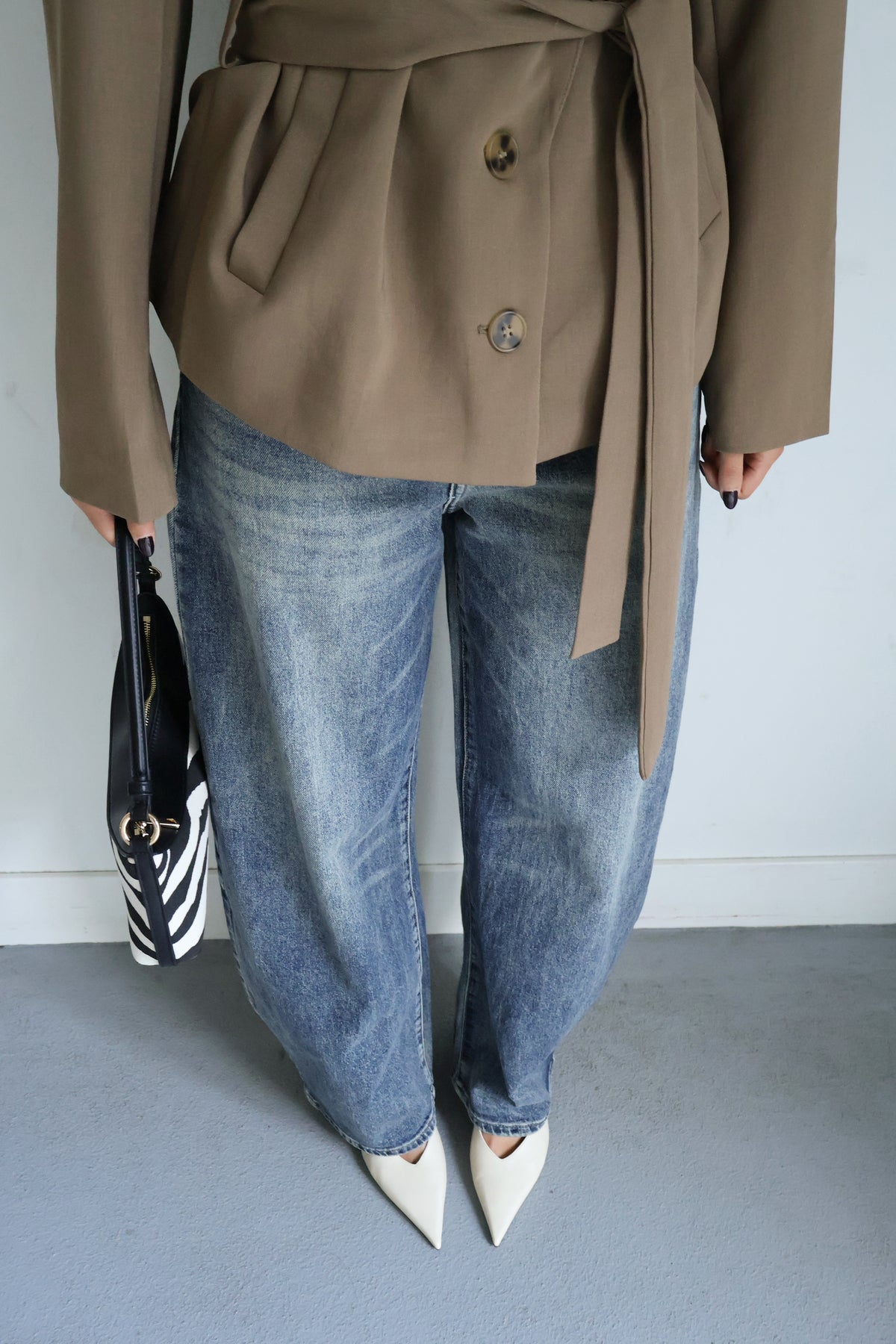 PRE ORDER Balloon jeans met overslag - Donker blauw